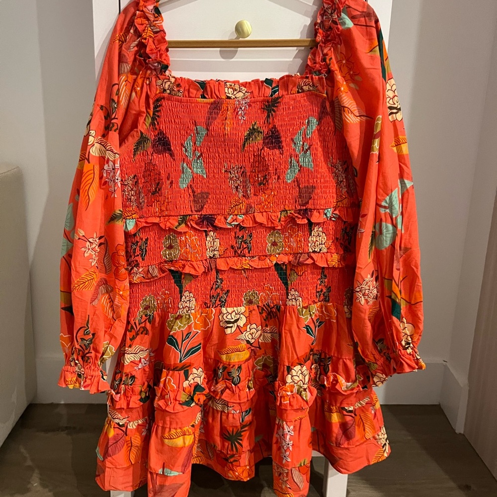 Floral Red Smocked Dress